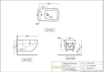 Angelo Wall Hung Bidet by Artize - view 5