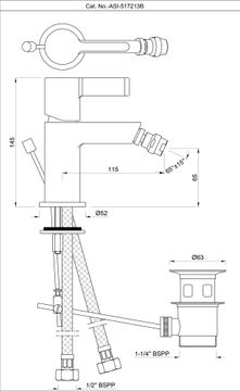 Aris Single Lever 1-Hole Bidet Mixer with Popup Waste System by Artize - view 5