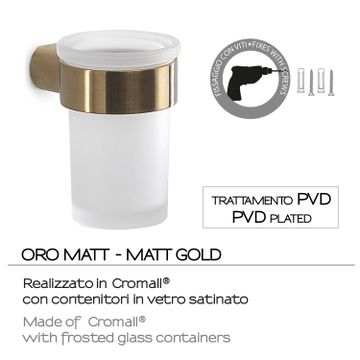 Pirenei toothbrush holder matt gold (pvd plated) by GEDY - view 3