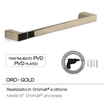 Pirenei towel holder 45 cm gold (pvd plated) by GEDY - view 4