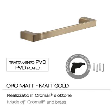 Pirenei towel holder 35 cm matt gold (pvd plated) by GEDY - view 3