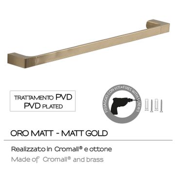 Pirenei towel holder 60 cm matt gold (pvd plated) by GEDY - view 3