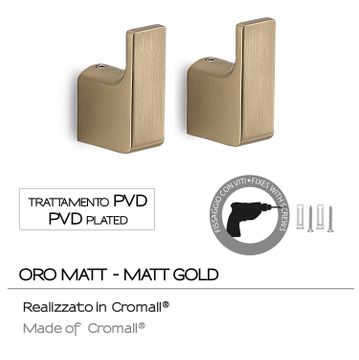 Pirenei 2 hooks matt gold (pvd plated) by GEDY - view 3