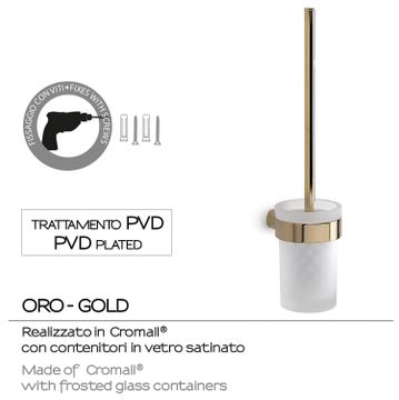Pirenei wall toilet brush holder gold (pvd plated) by GEDY - view 3