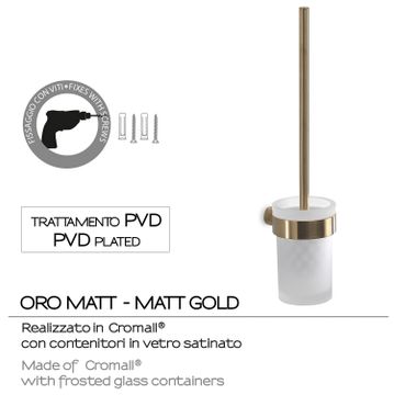 Pirenei wall toilet brush holder matt gold (pvd plated) by GEDY - view 3