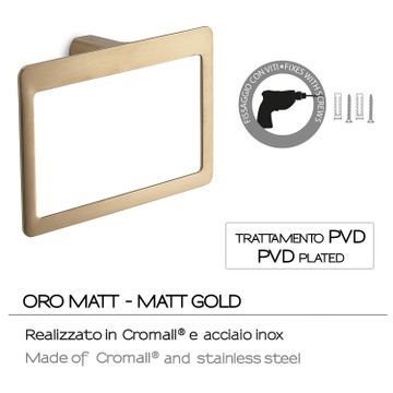 Pirenei towel ring matt gold (pvd plated) by GEDY - view 3