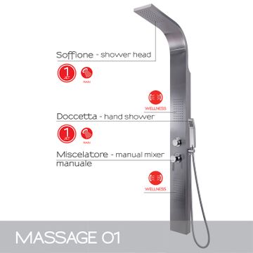 Massage 1 multi-functions shower panel stainless by GEDY - view 6