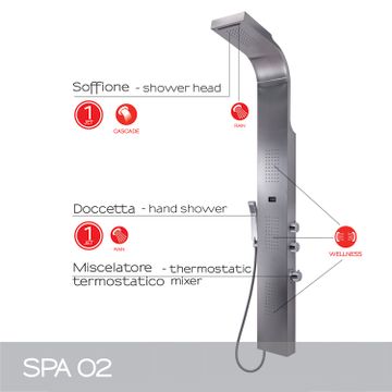 Spa 02 multi-functions shower panel stainless by GEDY - view 3
