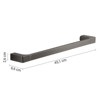 Pirenei towel holder 45 cm gun metal (pvd plated) by GEDY - view 2