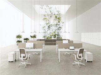 DV802 - L-shaped multiple wooden workstation desk by DVO - view 8