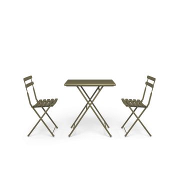 Set 2 folding chairs 1 folding table / outside in Steel - Collection Arc en ciel by Emu - view 2