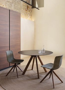 Atrivm outdoor round dining table with solid wood legs by EXPORMIM - view 3