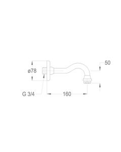 Melrose 70 Wall-mounted water spout 3/4'', center distance 160 mm long by Fir Italia - view 2