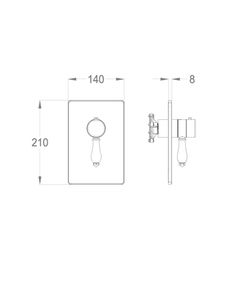 Melrose 71 External part for wall-mounted built-in thermostatic shower mixer with stop valve by Fir Italia - view 2