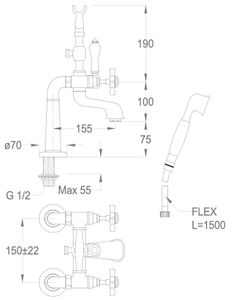 Canterbury 30 Deck-mounted bath mixer with legs, diverter and shower set by Fir Italia - view 2