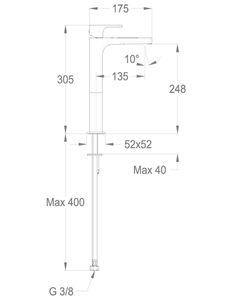 Daily 44 Wash basin mixer, 305 mm high, center distance 135 mm long, without pop-up drain by Fir Italia - view 2