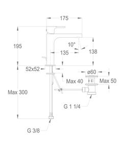 Daily 44 Wash basin mixer, 195 mm high, center distance 135 mm long, with pop-up drain and pull-rod by Fir Italia - view 2