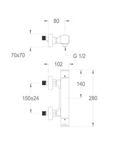 Daily 44 Wall-mounted thermostatic shower mixer with flex hose connection by Fir Italia - view 2