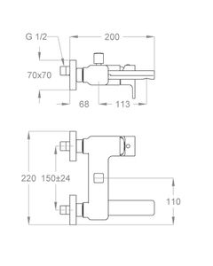 Daily 44 Wall-mounted bath mixer with diverter and flex hose connection by Fir Italia - view 2