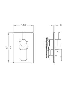 Daily 44 External part for wall-mounted built-in shower mixer with three-way diverter by Fir Italia - view 2