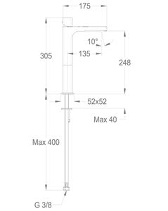 Daily Cube 45 Wash basin mixer, 305 mm high, center distance 135 mm long, without pop-up drain by Fir Italia - view 2