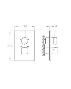 Daily Cube 45 External part for wall-mounted built-in shower mixer with three-way diverter by Fir Italia - view 2