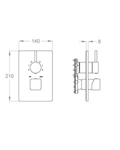Daily Cube 45 External part for wall-mounted built-in shower mixer with four-way diverter by Fir Italia - view 2