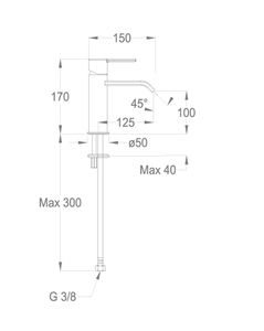 Sweet 46 Wash basin mixer, 170 mm high, center distance 125 mm long, without pop-up drain by Fir Italia - view 2