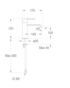 Sweet 46 Wash basin mixer, 170 mm high, center distance 145 mm long, without pop-up drain by Fir Italia - view 2