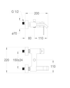 Sweet 46 Wall-mounted bath mixer with diverter and flex hose connection by Fir Italia - view 2