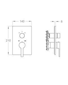 Sweet 46 External part for wall-mounted built-in shower mixer with two-way diverter by Fir Italia - view 2
