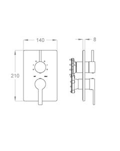 Sweet 46 External part for wall-mounted built-in shower mixer with four-way diverter by Fir Italia - view 2