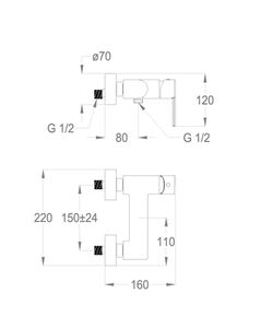 Sweet 46 Wall-mounted shower mixer with flex hose connection by Fir Italia - view 2