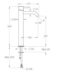CleoSteel 48 Wash basin mixer, 340 mm high, center distance 145 mm long, without pop-up drain by Fir Italia - view 2