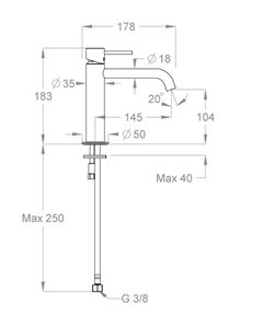 CleoSteel 48 CleoSteel Mini - Wash basin mixer, 183 mm high, center distance 145 mm long, without pop-up drain by Fir Italia - view 2