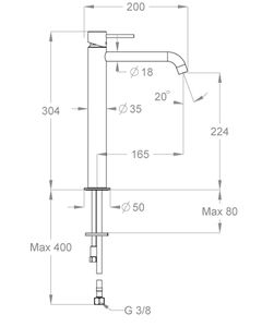 CleoSteel 48 CleoSteel Mini - Wash basin mixer, 304 mm high, center distance 165 mm long, without pop-up drain by Fir Italia - view 2