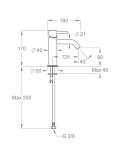 CleoSteel 48 Wash basin mixer, 170 mm high, center distance 125 mm long, without pop-up drain by Fir Italia - view 2