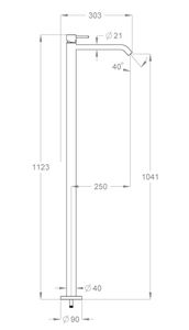 CleoSteel 48 External part for floor-mounted wash basin mixer, 1123 mm high, center distance 250 mm long by Fir Italia - view 2