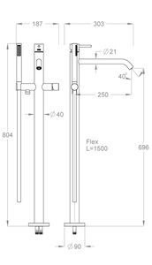 CleoSteel 48 External part for floor-mounted bath mixer with shower set by Fir Italia - view 2