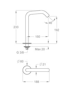 CleoSteel 48 Deck-mounted water spout, center distance 150 mm long, 233 mm high by Fir Italia - view 2