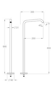 CleoSteel 48 Floor-mounted water spout 1/2'', center distance 250 mm long, 695 mm high by Fir Italia - view 2