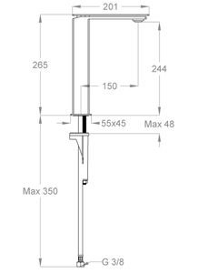 PlaySteel 58 Wash basin mixer, 265 mm high, center distance 150 mm long, without pop-up drain by Fir Italia - view 2