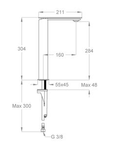 PlaySteel 58 Wash basin mixer, 304 mm high, center distance 160 mm long, without pop-up drain by Fir Italia - view 2