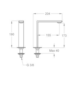 PlaySteel 58 Deck-mounted water spout, center distance 155 mm long, 190 mm high by Fir Italia - view 2