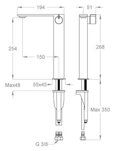 LifeSteel 59 Wash basin mixer, 268 mm high, center distance 150 mm long, without pop-up drain by Fir Italia - view 2