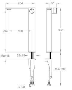 LifeSteel 59 Wash basin mixer, 308 mm high, center distance 160 mm long, without pop-up drain by Fir Italia - view 2