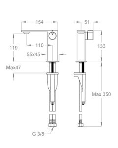 LifeSteel 59 Wash basin mixer, 133 mm high, center distance 110 mm long, without pop-up drain by Fir Italia - view 2