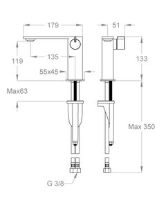 LifeSteel 59 Wash basin mixer, 133 mm high, center distance 135 mm lon, without pop-up drain by Fir Italia - view 2