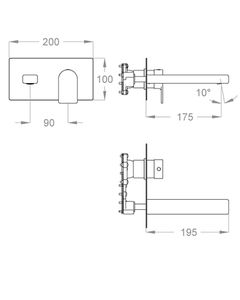Doda 67 External part for wall-mounted built-in basin mixer with plate, 195 mm long, center distance 175 mm long by Fir Italia - view 2