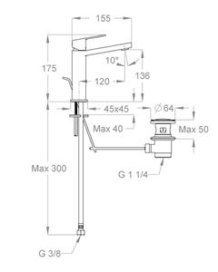 Doda 67 Wash basin mixer 175 mm high, center distance 120 mm long, with pop-up drain and pull-rod by Fir Italia - view 2